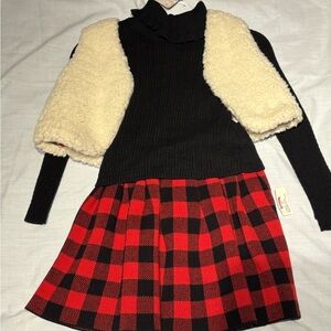 Tommy Bahama Black and Red Plaid Kids Formal Dress